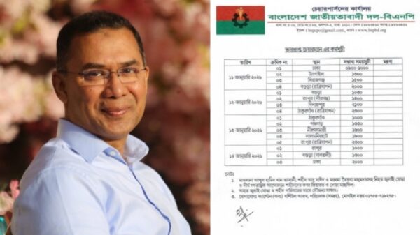 তারেক রহমানের উত্তরবঙ্গ সফর, ৪ দিনের কর্মসূচি প্রকাশ