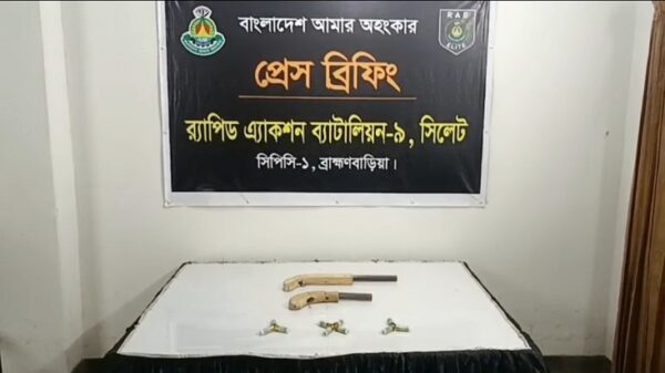 ব্রাহ্মণবাড়িয়ায় অস্ত্র ও কার্তুজসহ ককটেল উদ্ধার